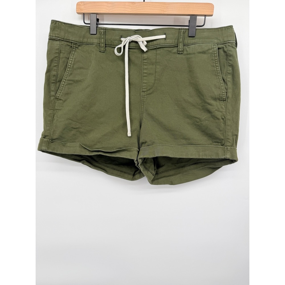 Torrid Midi Shorts Women 1 Olive Green Excellent Cuffed Drawstring Plus Size